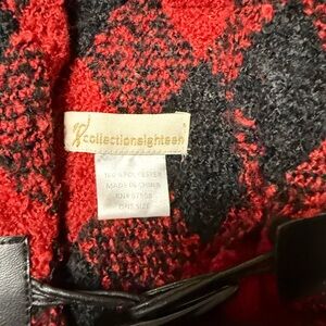Collectioneighteen Red & Black Textured Wool Toggle Coat
